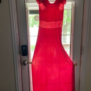 Vintage 1930s Nightgown Full Length Ruffle Sleeves Raspberry Size Small